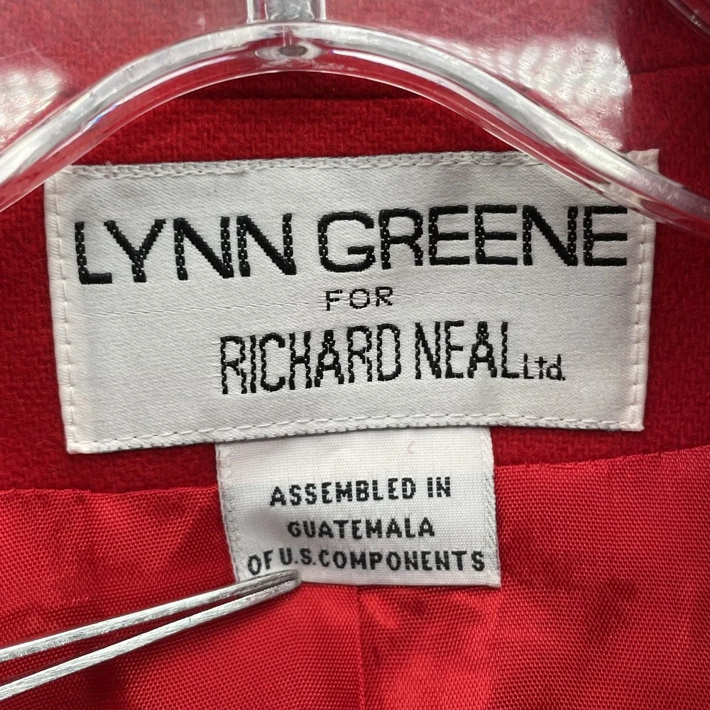 Vintage Lynn Green Wool Blazer Women 10 Red Gold Button Corpcore Career Business